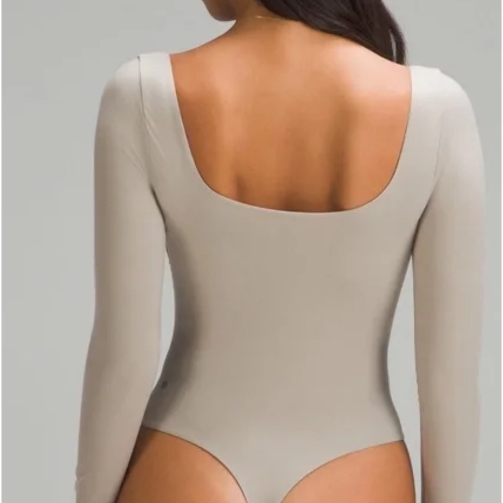 LULULEMON NULU SQUARE NECK LONG SLEEVE RIVERSTONE COLOR BODYSUIT SIZE LARGE NWT